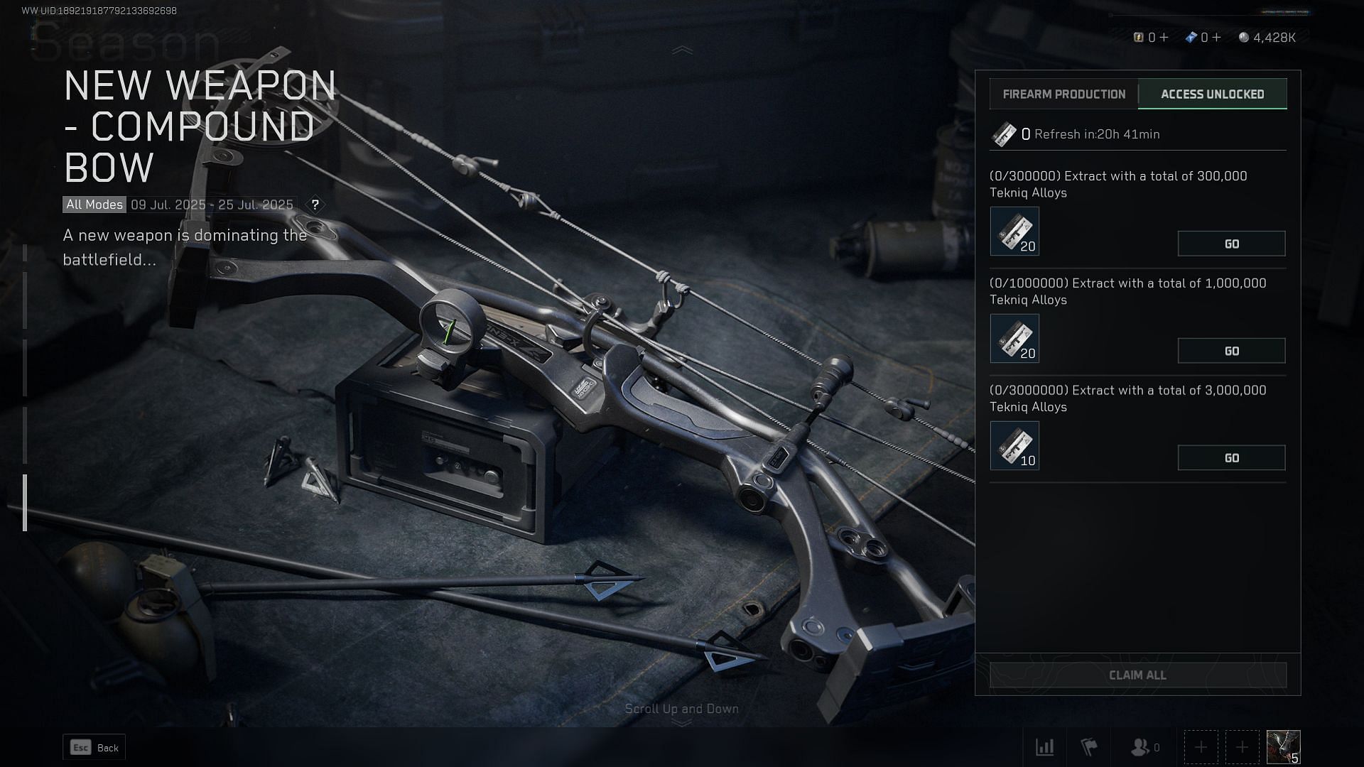 Challenges required to unlock the Compound Bow in Operations (Image via Sportskeeda Gaming | TiMi Studio Group)